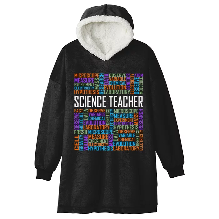 Science Teacher Words Proud Science Teaching Design Hooded Wearable Blanket