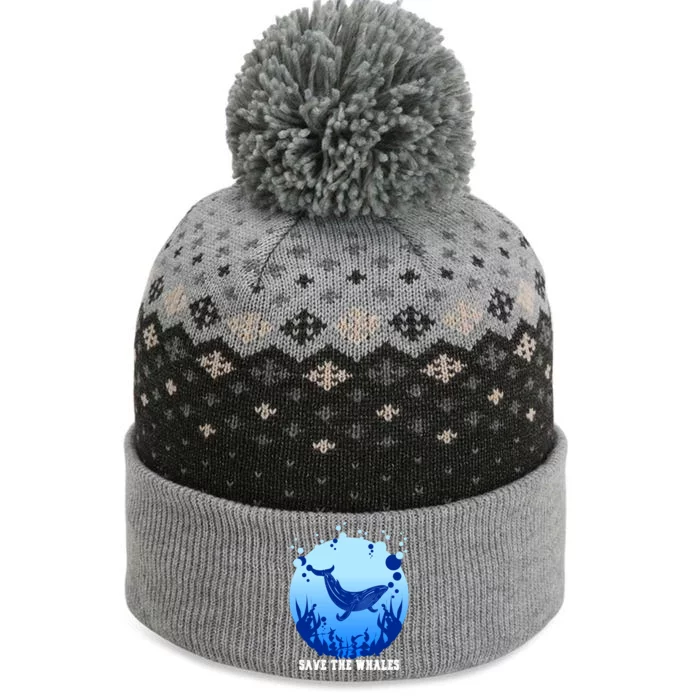 Save The Whales Ocean Day Gift The Baniff Cuffed Pom Beanie