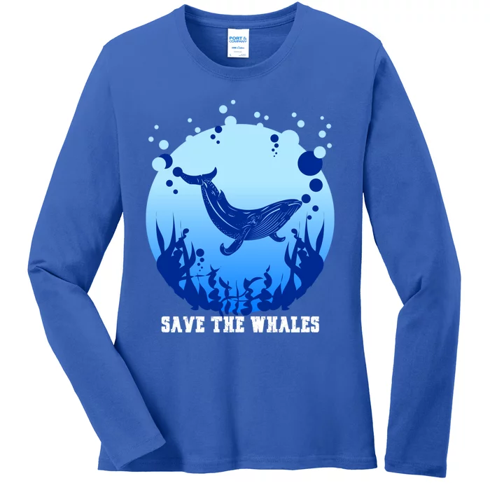 Save The Whales Ocean Day Gift Ladies Long Sleeve Shirt