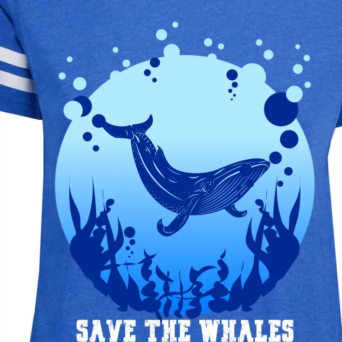 Save The Whales Ocean Day Gift Enza Ladies Jersey Football T-Shirt