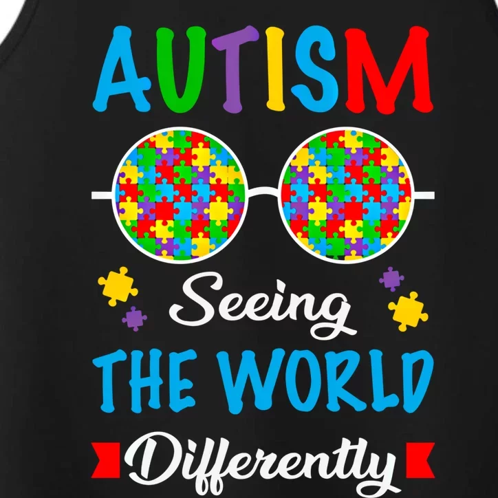 Seeing The World Differently Autism Spectrum Glasses Funny Gift Performance Tank