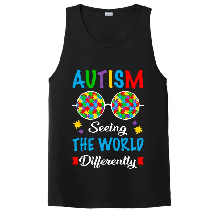 Seeing The World Differently Autism Spectrum Glasses Funny Gift Performance Tank