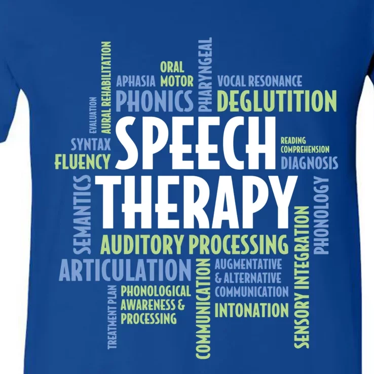 Speech Therapy Words Funny Gift For Speech Language Pathologist Funny Gift V-Neck T-Shirt