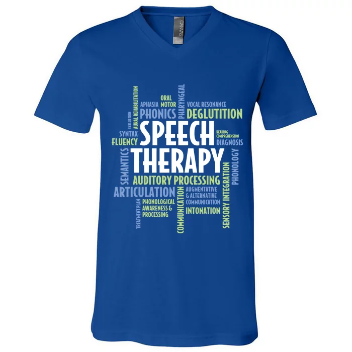 Speech Therapy Words Funny Gift For Speech Language Pathologist Funny Gift V-Neck T-Shirt