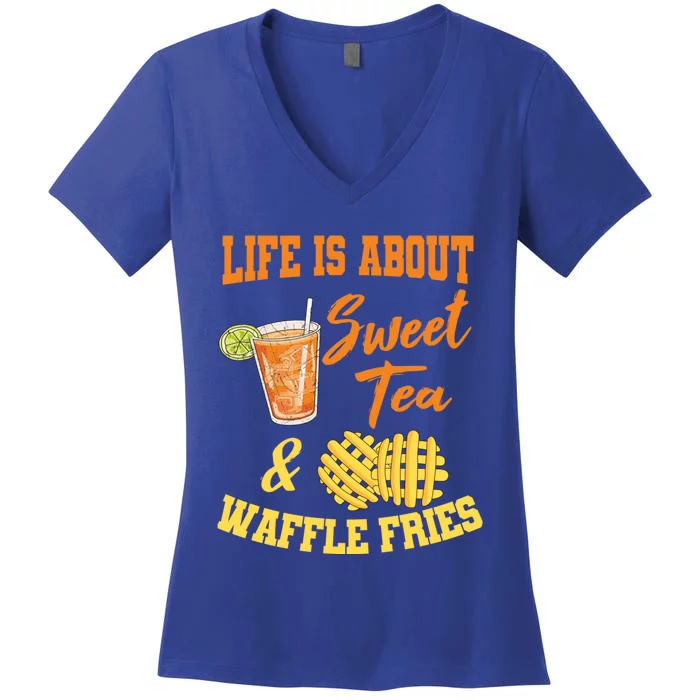 Sweet Tea Waffle Fries Enthusiast Sugar Iced Refresht Gift Women's V-Neck T-Shirt