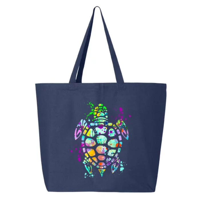 Sea Turtle Watercolor Splash Love Turtles Gift Idea For Her Cute Gift 25L Jumbo Tote