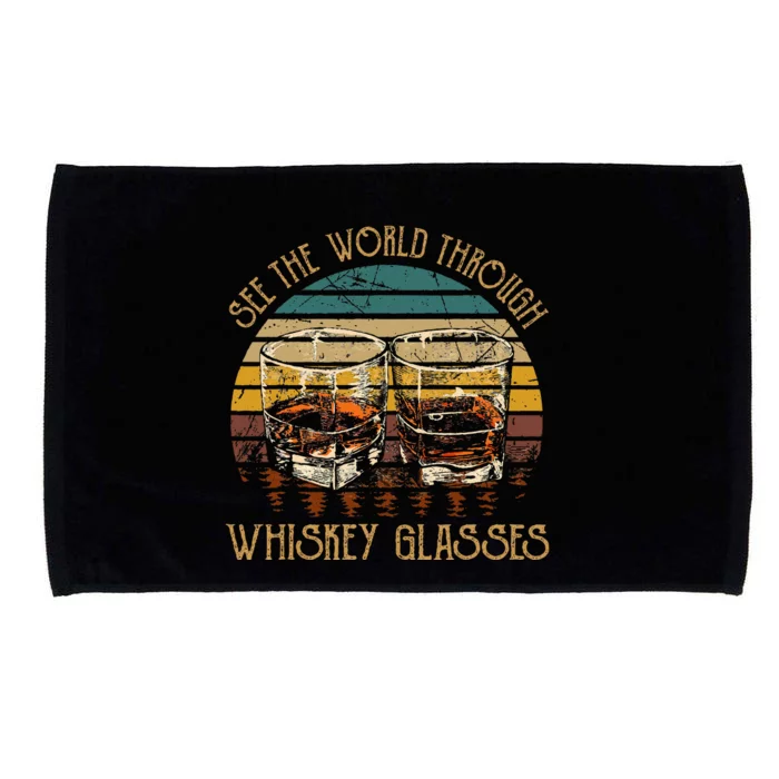 See The World Through Whiskey Glasses Vintage Country Music Microfiber Hand Towel