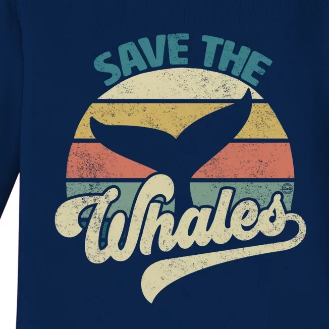 Save The Whales Retro Gift Baby Long Sleeve Bodysuit