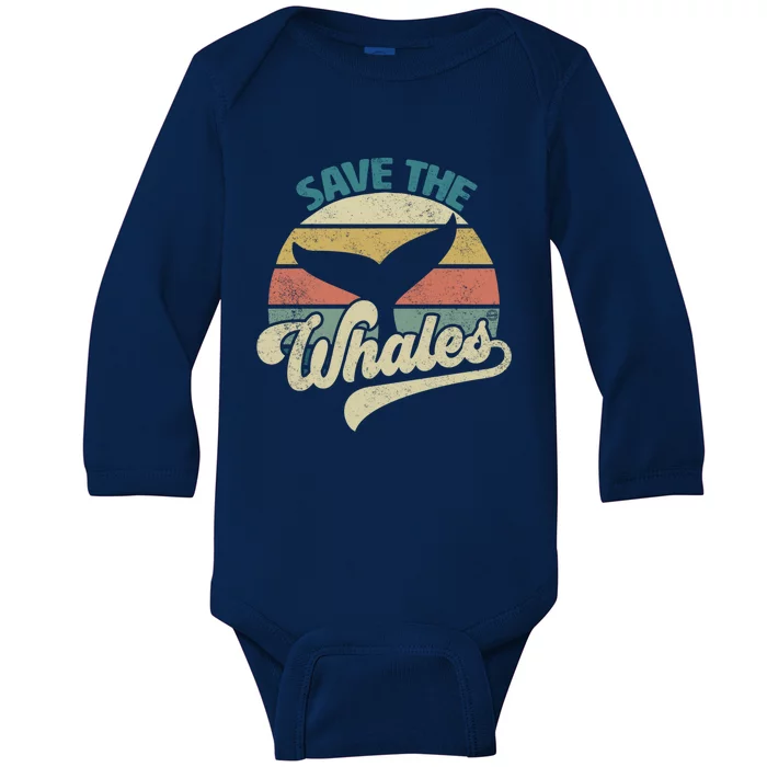 Save The Whales Retro Gift Baby Long Sleeve Bodysuit