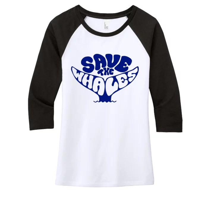 Save The Whales Women's Tri-Blend 3/4-Sleeve Raglan Shirt