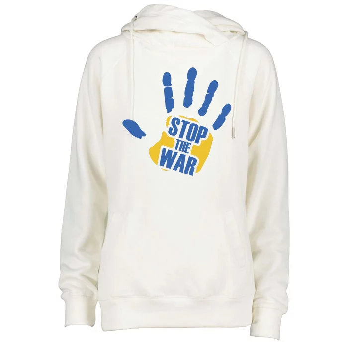 Stops The War Ukraine Peace Womens Funnel Neck Pullover Hood