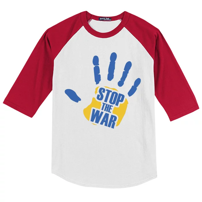 Stops The War Ukraine Peace Kids Colorblock Raglan Jersey