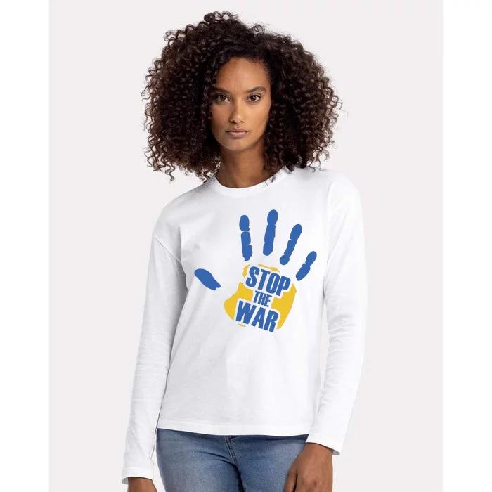 Stops The War Ukraine Peace Womens Cotton Relaxed Long Sleeve T-Shirt