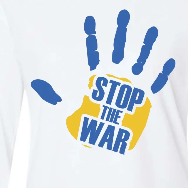 Stops The War Ukraine Peace Womens Cotton Relaxed Long Sleeve T-Shirt