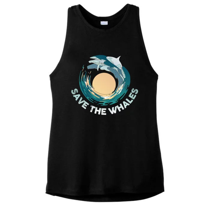 Save The Whales Gift Ladies Tri-Blend Wicking Tank