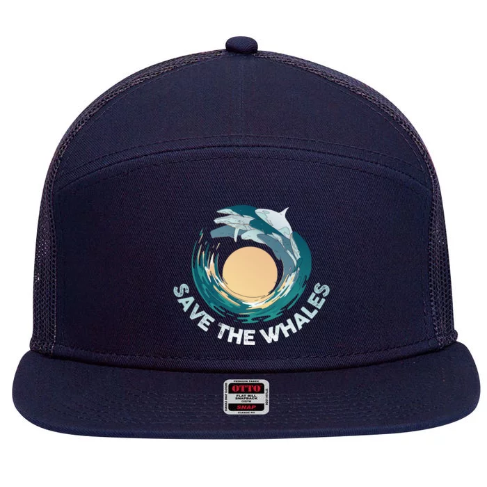 Save The Whales Gift 7 Panel Mesh Trucker Snapback Hat