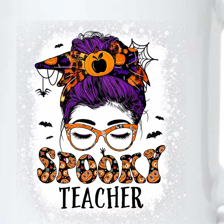 Spooky Teacher Women Messy Bun Bleached Halloween Teachers Black Color Changing Mug