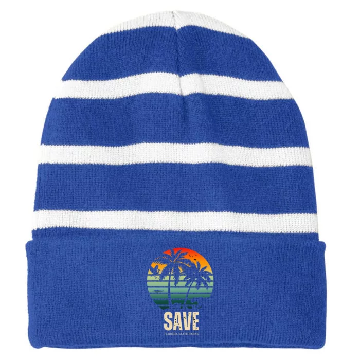 Save The Wildlife Striped Beanie with Solid Band