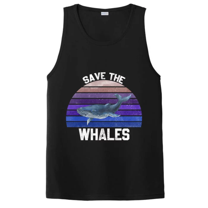 Save The Whales Vintage Ocean Day Whales Gift Performance Tank