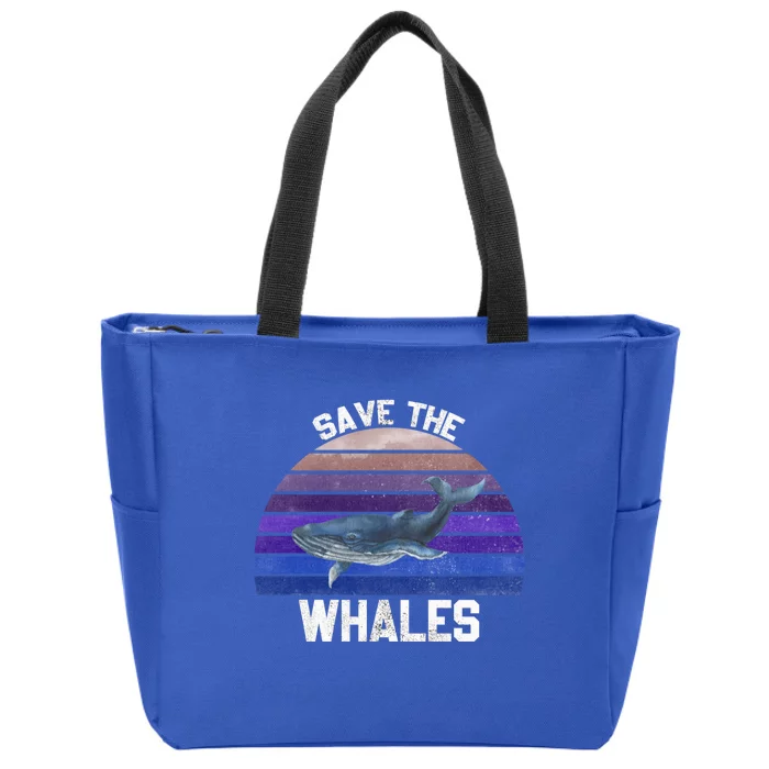 Save The Whales Vintage Ocean Day Whales Gift Zip Tote Bag