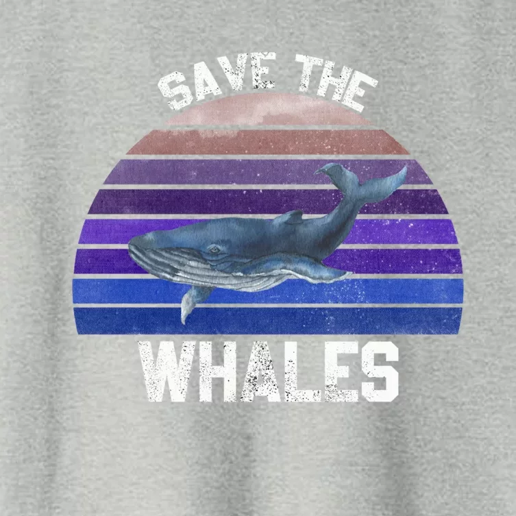 Save The Whales Vintage Ocean Day Whales Gift Women's Crop Top Tee