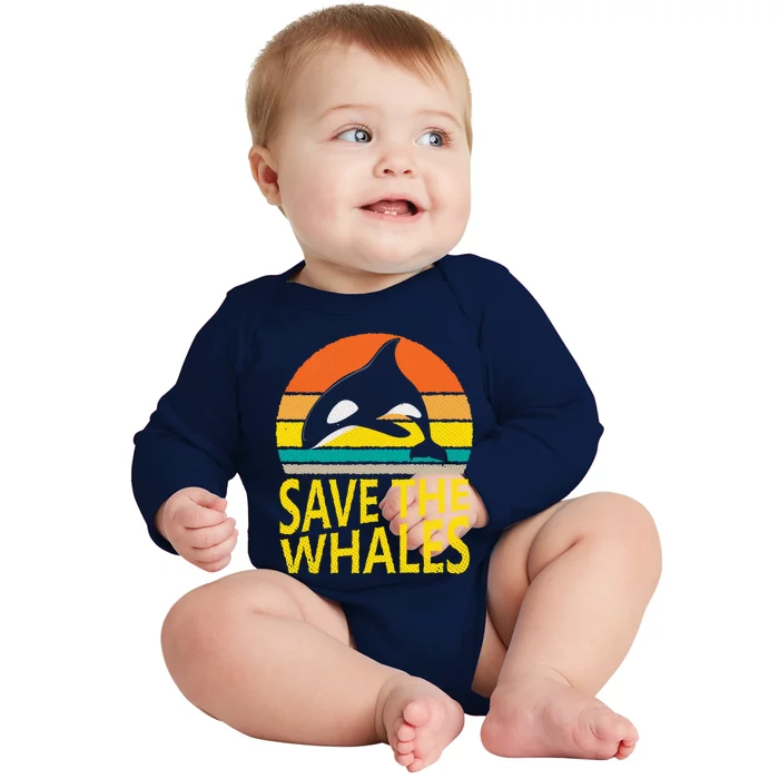 Save The Whales Vintage Great Gift Baby Long Sleeve Bodysuit