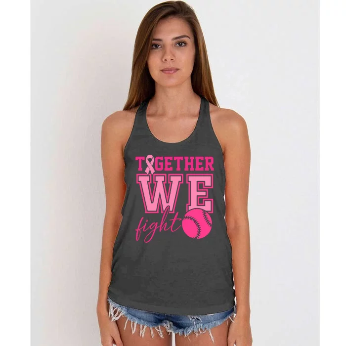 Softball Together We Fight Breast Cancer Awareness Month Women's Knotted Racerback Tank