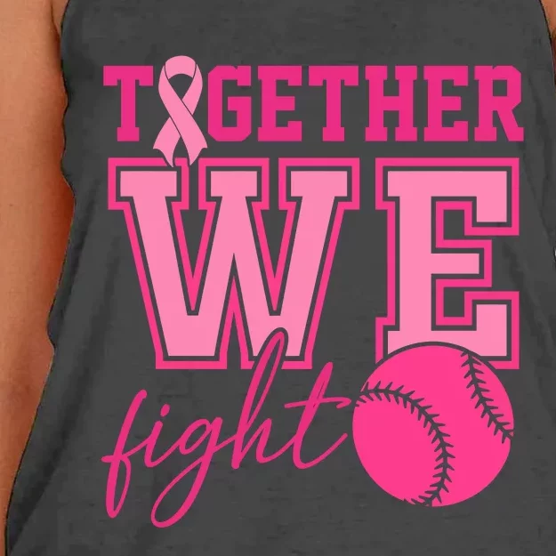 Softball Together We Fight Breast Cancer Awareness Month Women's Knotted Racerback Tank