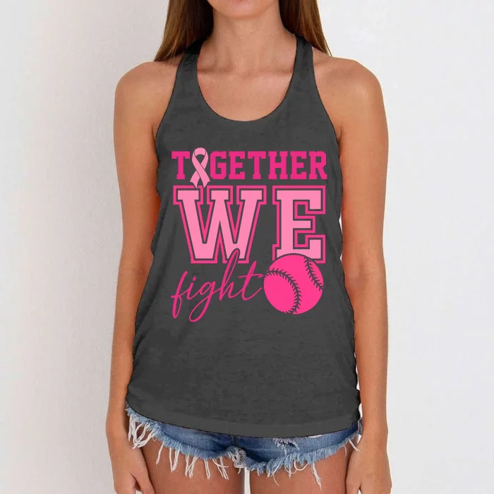 Softball Together We Fight Breast Cancer Awareness Month Women's Knotted Racerback Tank