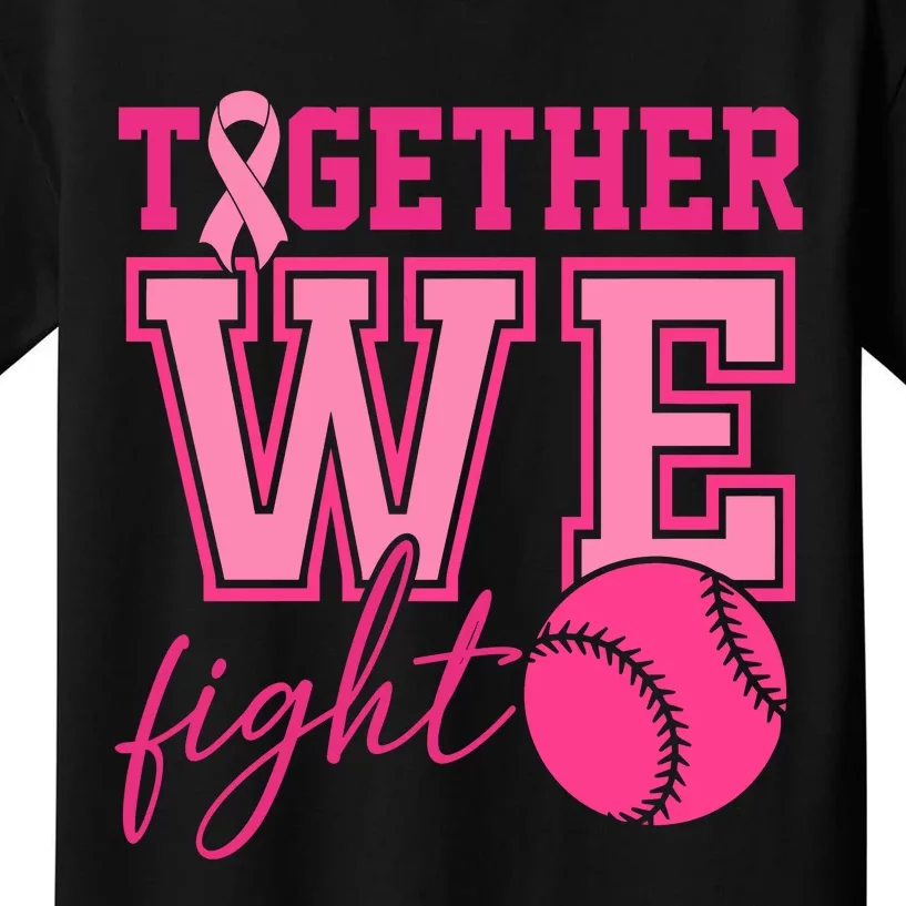 Softball Together We Fight Breast Cancer Awareness Month Kids T-Shirt