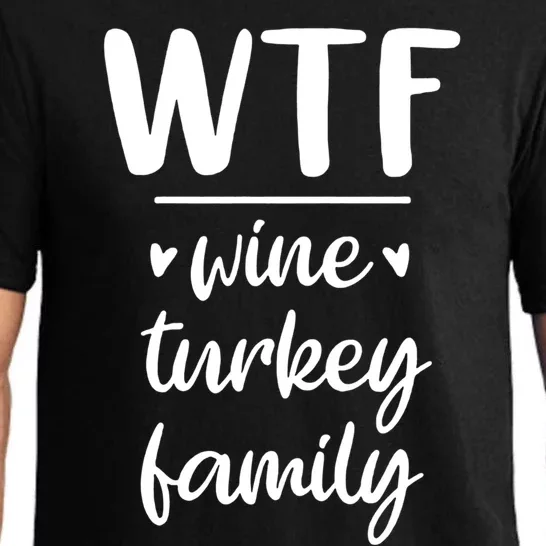 S Thanksgiving Wtf Wine Turkey Family Casual Dinner Gift Pajama Set