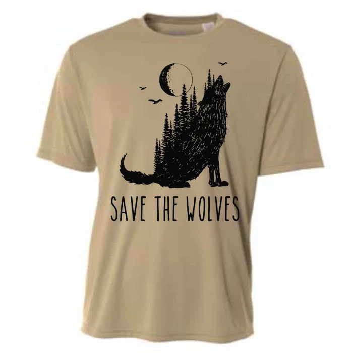 Save The Wolves Earth Day Howling Wolf Nature Environment Cooling Performance Crew T-Shirt