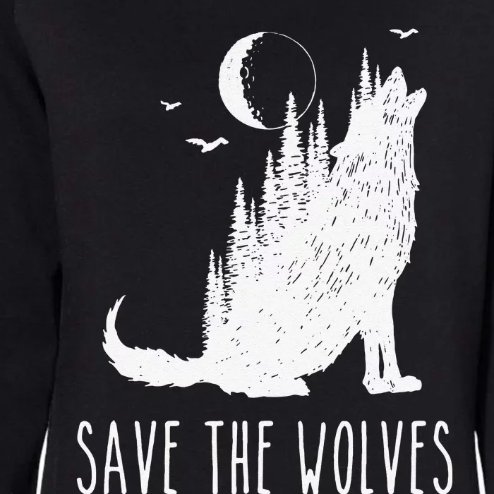 Save The Wolves Earth Day Wildlife Conservancy Howling Wolf Womens California Wash Sweatshirt