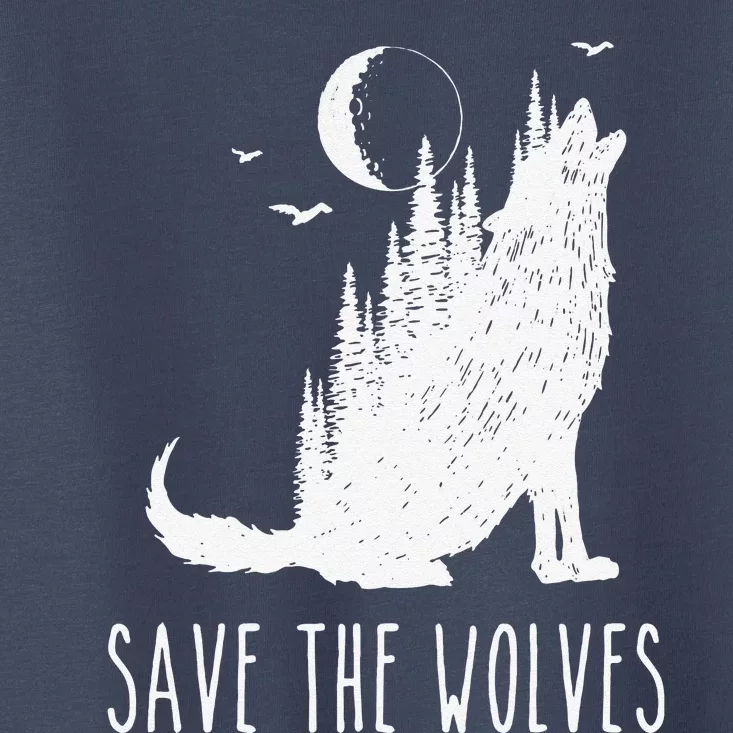 Save The Wolves Earth Day Wildlife Conservancy Howling Wolf Toddler T-Shirt