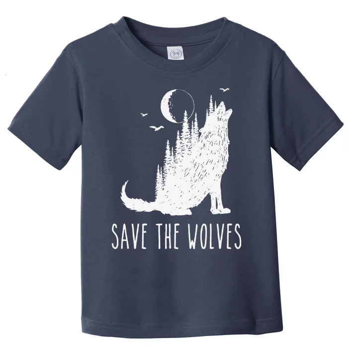 Save The Wolves Earth Day Wildlife Conservancy Howling Wolf Toddler T-Shirt