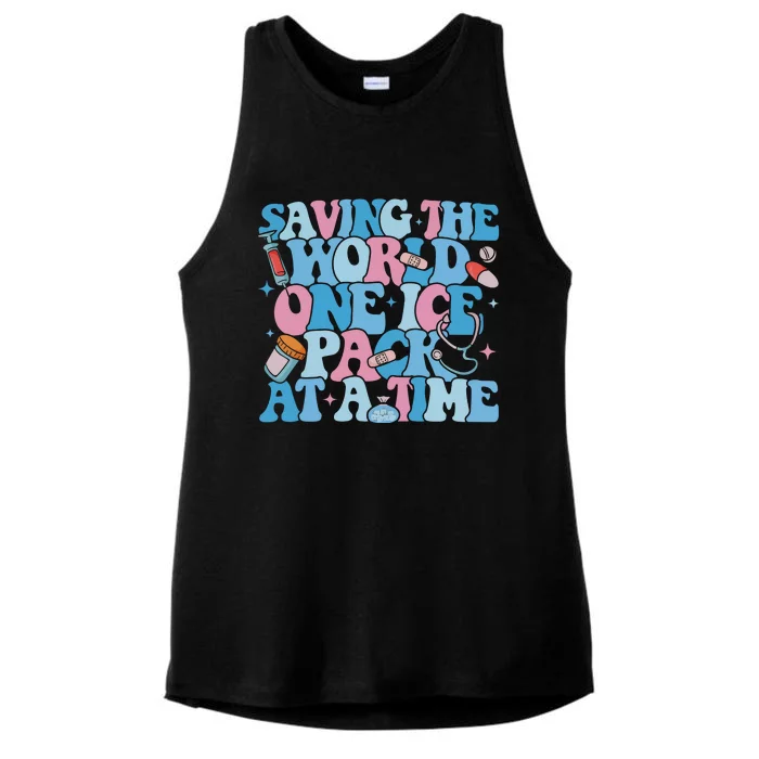 Saving The World One Ice Pack At A Time Ladies Tri-Blend Wicking Tank