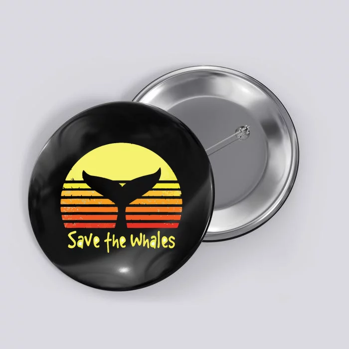 Save The Whales Nautical Ocean Killer Whale Conservation II Button