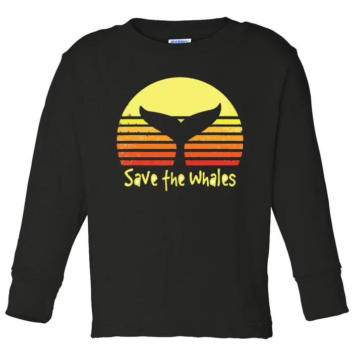 Save The Whales Nautical Ocean Killer Whale Conservation II Toddler Long Sleeve Shirt