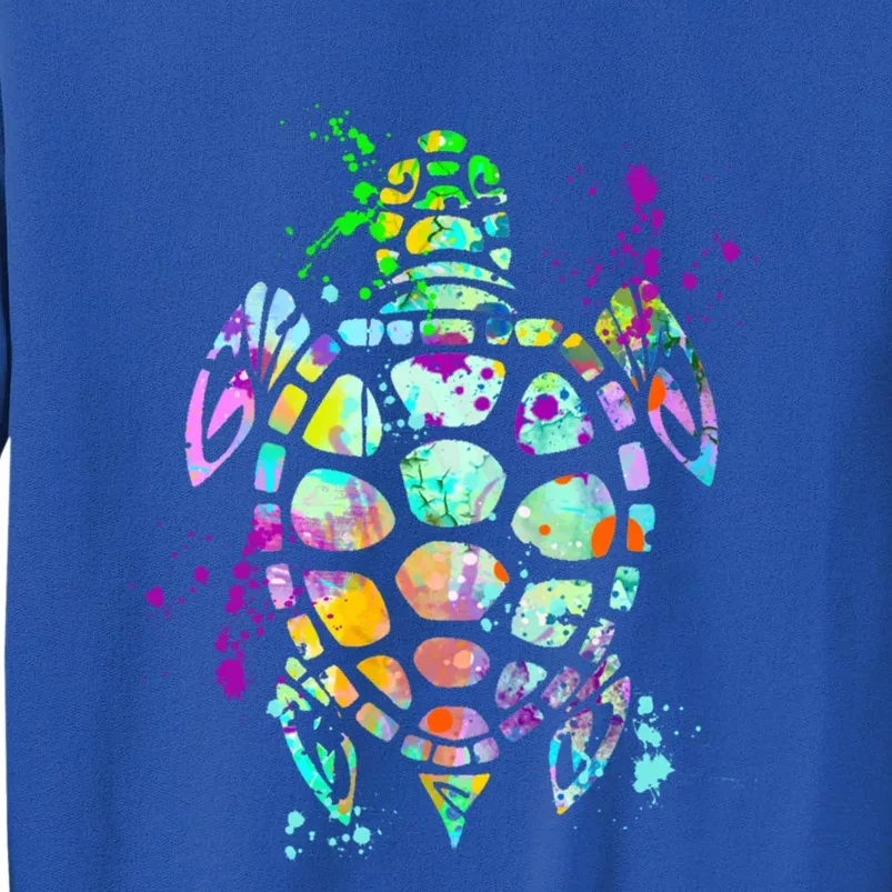 Sea Turtle Watercolor Splash Love Turtles Gift Idea For Her Gift Sweatshirt