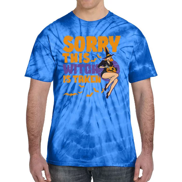 Sorry This Witch Is Taken Funny Halloween Witches Marriage Cute Gift Tie-Dye T-Shirt