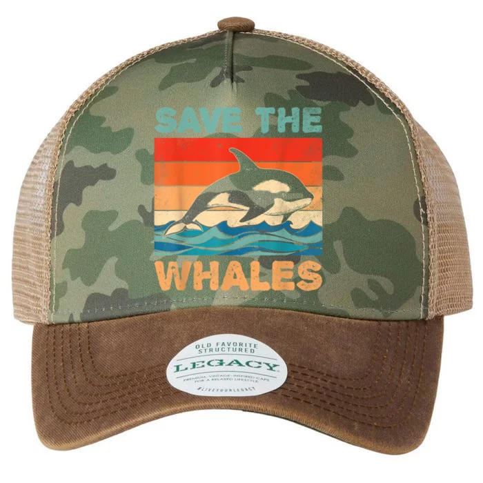 Save The Whales Retro Vintage Orca Whale Legacy Tie Dye Trucker Hat