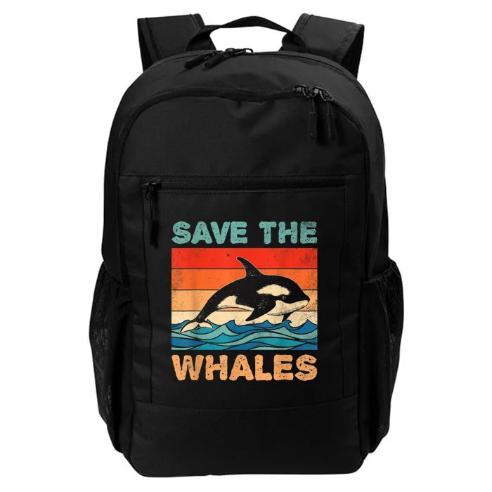 Save The Whales Retro Vintage Orca Whale Daily Commute Backpack