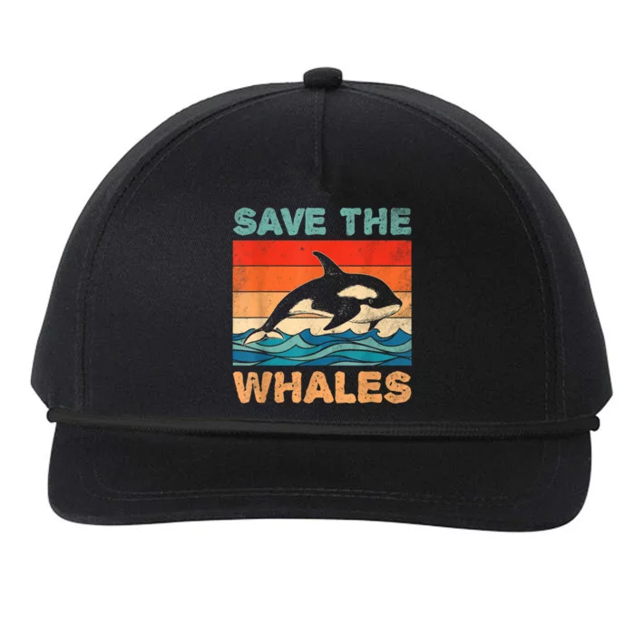 Save The Whales Retro Vintage Orca Whale Snapback Five-Panel Rope Hat