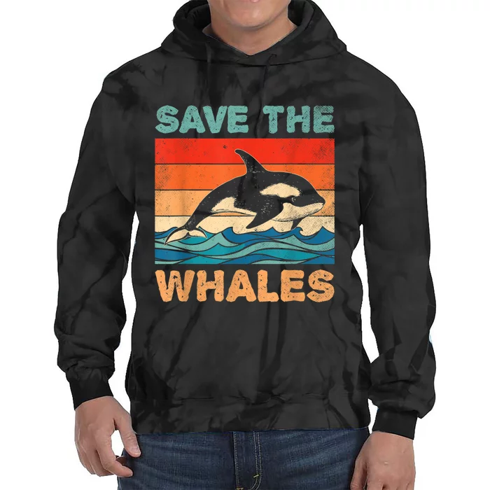 Save The Whales Retro Vintage Orca Whale Tie Dye Hoodie