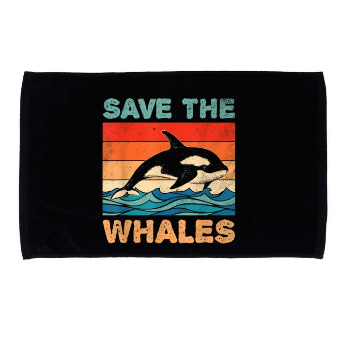 Save The Whales Retro Vintage Orca Whale Microfiber Hand Towel