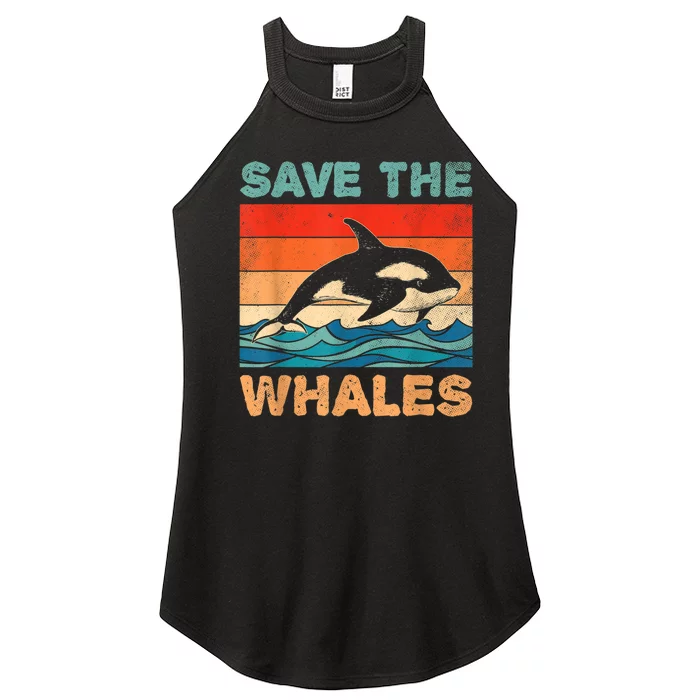 Save The Whales Retro Vintage Orca Whale Women’s Perfect Tri Rocker Tank