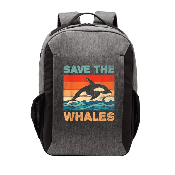 Save The Whales Retro Vintage Orca Whale Vector Backpack