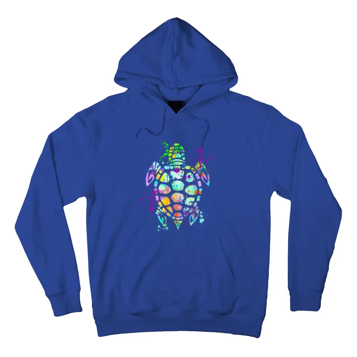 Sea Turtle Watercolor Splash Love Turtles Gift Idea For Her Funny Gift Hoodie