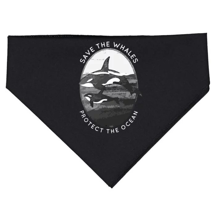 Save The Whales: Protect The Ocean Orca Killer Whales USA-Made Doggie Bandana