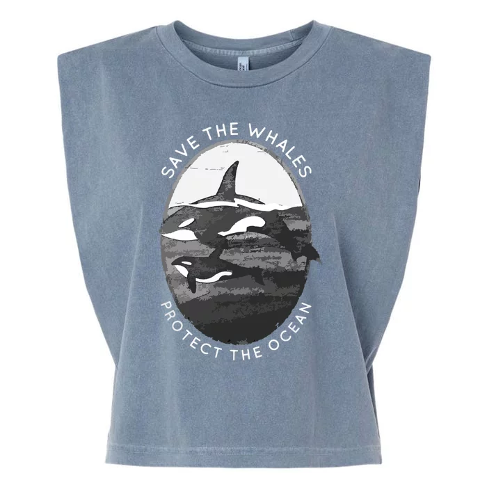 Save The Whales: Protect The Ocean Orca Killer Whales Garment-Dyed Women's Muscle Tee